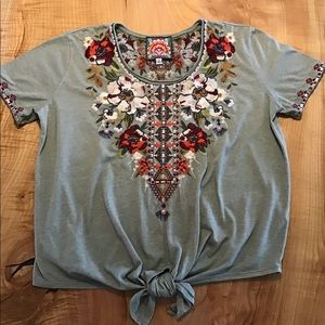 Johnny Was Embroidered Knit Top, M